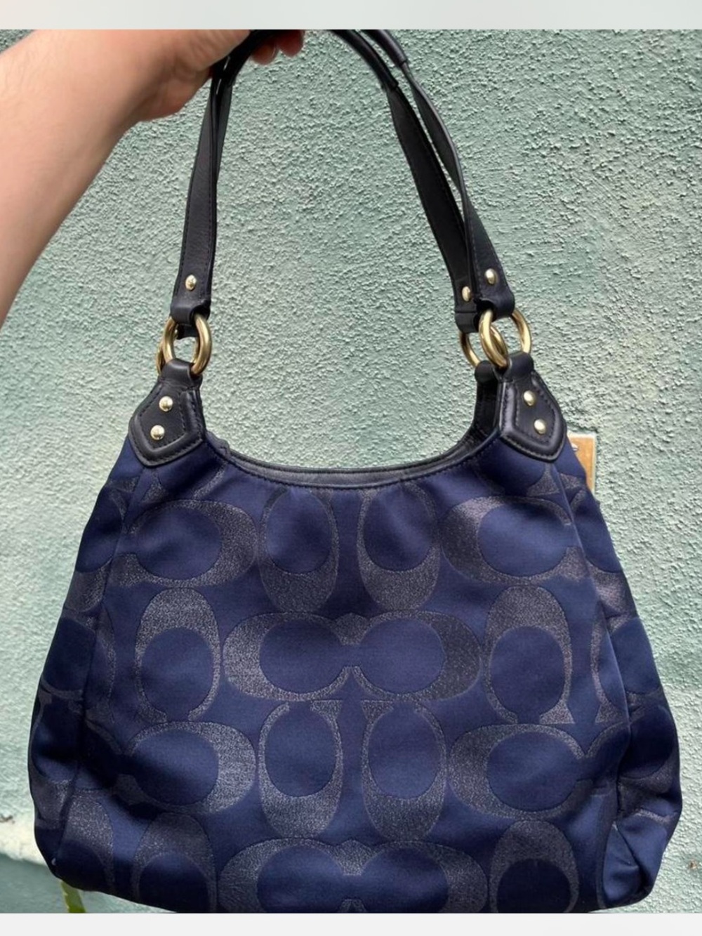 Vintage Y2K rare Navy and Black Signature Hobo Soho 3 Compartment Shoulder Bag - Picture 2 of 4